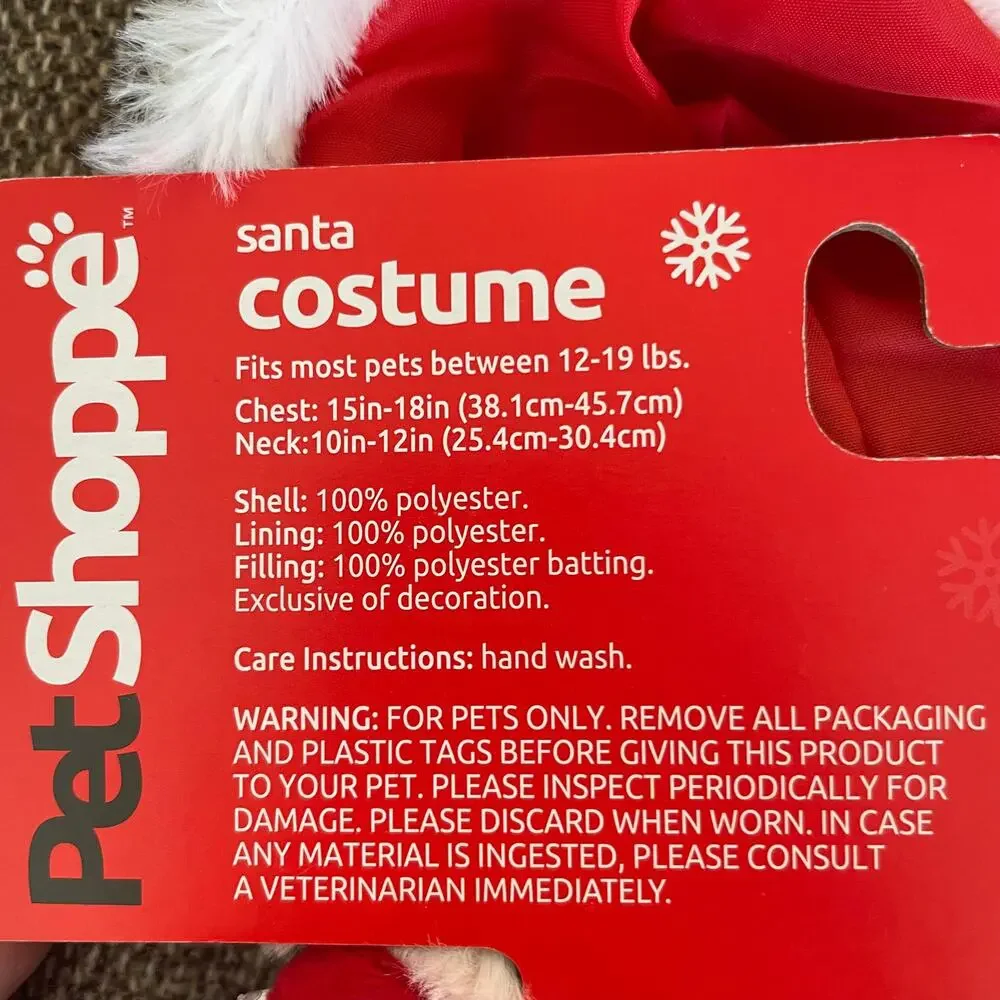 Pet Shoppe Santa outfit puppy dog XS small hooded fits 12-19 Lbs new Christmas